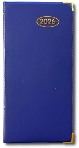 PaulStore 2026 Slim Line Week to View Padded Diary Metal Corner Case Bound (Blue)