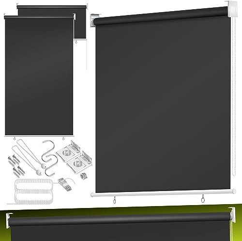 KESSER® Senkrechtmarkise Vertikalmarkise Balkonmarkise 140 x 140 cm Sichtschutz Sonnenschutz Seitenrollo Beschattung, Balkonrollo Stabil und wetterbeständig, für Balkon, Terrasse, Garten, Anthrazit