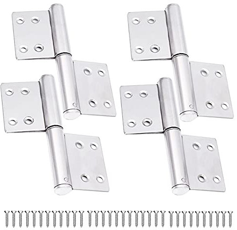 WiDream 4 Pezzi Cerniere per Porte in Acciaio Inox, Con 32 Viti di Fissaggio, Acciaio Bandiera Porta Cerniera, Acciaio Inox Connettori per Cerniere, Per Armadi, Finestre, Porte in Metallo e Legno