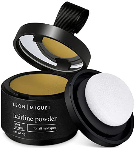 LEON MIGUEL Polvo de raíz, resistente al agua, corrector de pelo perfecto para mujeres y hombres, maquillaje invisible para engrosar el cabello, 4 g (rubio dorado)