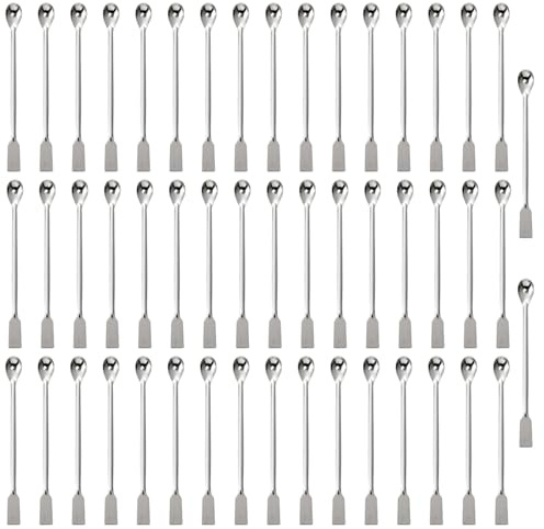 50 Piezas Espátula de Laboratorio Acero Inoxidable, Punta Cuadrada y Plana Espátula de Laboratorio para Laboratorios, Clínicas, Farmacias, Cosméticos Personales de Bricolaje, 15cm