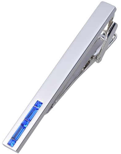 Jonwo Men Crystal Tie Clip Tie Bar for Regular Necktie Silver In Gift Case