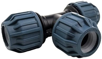 PE T- Stück 90 Grad 3x Klemm | DVGW Trinkwasser | PP T-Stück Klemmkupplung allseitig | PE Fitting für PE Rohr | PN 16 | (20mm)