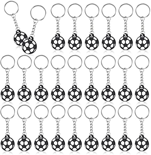 Jadive 24 Stück Mini Fußball Schlüsselanhänger Fußball Schlüsselbund Mini Fußball Party Taschen Füllstoffe Fußball Schlüsselringe für Rucksäcke Sport Gastgeschenke Schule Karneval Belohnung