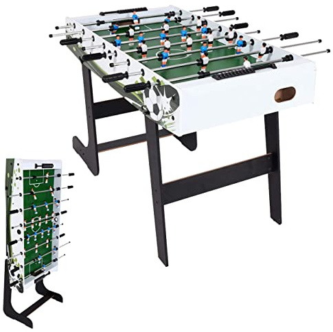 Mendler - Futbolín de mesa London, mesa de fútbol de mesa plegable 84x121x105 - blanco/verde con motivo de fútbol