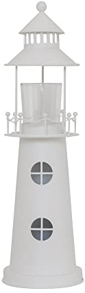 Grafelstein Leuchtturm White Ocean weiß aus Metall H37cm Windlicht Deko Beach House