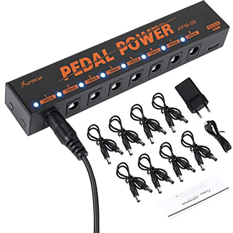 Asmuse Guitar Pedal Netzteil 8 DC Ausgänge für 9V Effektpedale Guitar Pedal Board Netzteil mit Kurzschluss- und Überstromschutz