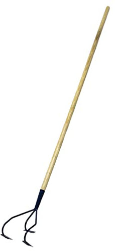 Cultivator, 3 Prong Hand Soil Cultivator Scarifier with Ergonomic Wooden Handle - Heavy-Duty Gardening & Farming Tool, Rust Proof Steel Head - Ideal for Loosening Soil, Weeding & Preparing Beds