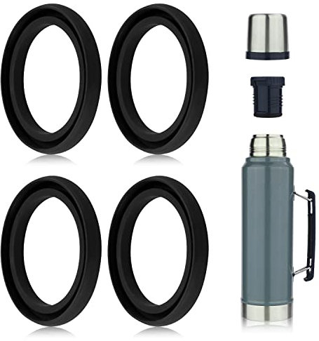 4 Silikon Ersatz Dichtungen Classic für Stanley, Silikon silikon Dichtringe für Stanley Thermoskanne Ersatzdichtungsring Kompatibel mit Stanley Classic 20 oz 1.0 QT 1.5 QT 2 QT 2.5 QT Schwarz