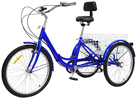 Cutycaty 24 Zoll Faltbar Dreirad Für Erwachsene Fahrrad 3 Räder Fahrrad Dreirad mit Einkaufskorb 7-Gang Dreirad Trike Bike Radfahren ür Erwachsene und Senioren