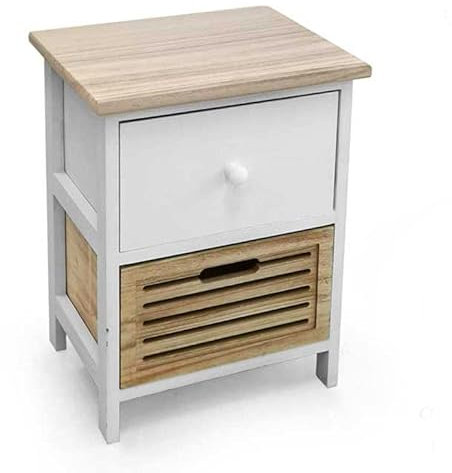 MAURY'S IL NUMERO UNO DEL RISPARMIO CASSETTIERA IN LEGNO CON 2 CASSETTI COLORE BIANCO E NATURALE 26 X 32 X 46 CM