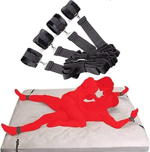 Ensemble de contraintes pour kit de bondage sexuel Contraintes Sexy for Adultes Couples Contraintes De Lit King Bed Menottes Réglables Menottes Sexuelles Chaînes Attachées Sur La Main De Lit Outils de