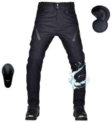 oFzimTo Pantalon Moto Homme Homologué, Imperméable, Cargo VêTements de Protection Pour Toutes Les Saisons (Noir, S)