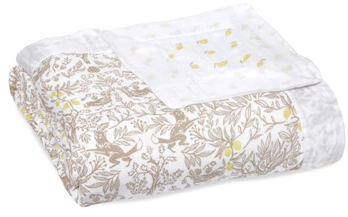 aden + anais Dream Decke, 100 % Baumwoll-Musselin, 4-lagig, leicht und atmungsaktiv, Übergröße, 152,4 x 182,9 cm, Naturwald