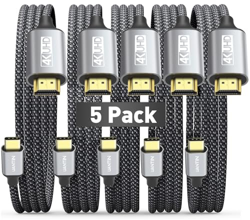 UANTIN Cable USB C a HDMI de 3 pies, [paquete de 5] 4K USB 3.1 tipo C a HDMI 2.0 [compatible con Thunderbolt 3/4] con MacBook Pro/Air, Galaxy S8 a S23, iPhone 15 Pro/Max, iPad Pro, iMac, Surface