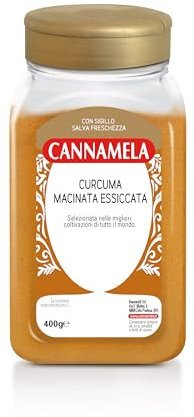 Cannamela - Linea Vasi PET, Curcuma Macinata, Confezione da 400g. Ideale per carni, zuppe, primi piatti, pesce, formaggi e insalate