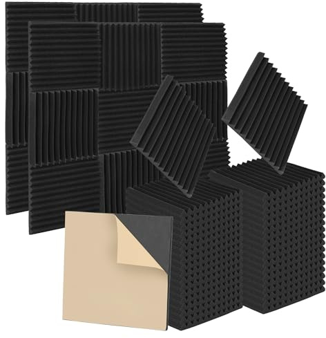 Jopassy 72 Pièces Panneaux de Mousse Acoustique,haute densité Mousse Acoustique, 2,5 x 30 x 30 cm, Panneaux Acoustiques, Mousse Anti-bruit pour la Décoration Mur/Porte/Plafond