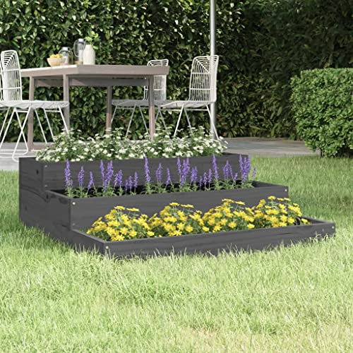 Hochbeet Schmal,Blumenkasten Balkon pflanzküBel Grau 78x78x27 cm Massivholz Kiefergeeignet Für Garten, Eingang, Wohnzimmer, Korridor, Büro, Balkon, Außenbereich