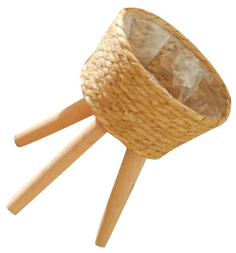 HAKIDZEL Soporte De Flores De Ratán De Madera Macetero Cesto Macetero para Balcón Jardín Patio Cesta