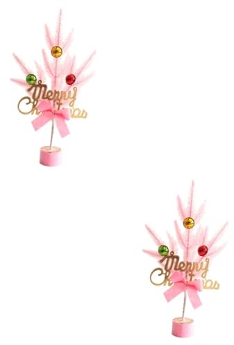 Ciieeo 2st Mini-Weihnachtsbaum Realistisches Weihnachten Weihnachtsbaum Figur Mini-bäume Zum Dekorieren Desktop-dekor Festbaum Das Haustier Flaschenbürste Rosa Künstlich