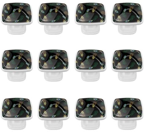 Cassettiera quadrata moderna con viti (12 pz) piuma di pavone