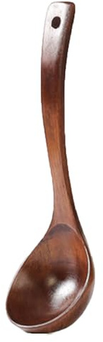 Wooden Ladle Spoon Set Long Handle Spoon Chinese Style Handcrafted Wooden Wood Soup Spoon Servin Spoon with Back HooksSpoon Set for Cooking Serving and Stirring