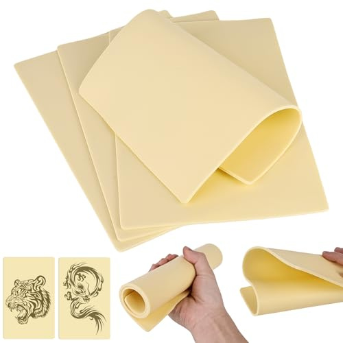 4 Unidades de 30 x 20 cm Piel Sintética de 3 mm para Tatuaje - Uso de Doble Cara con Accesorios