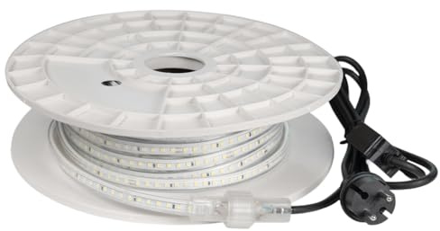 LaapDak LED Streifen Baustrahler,25m,27500lm,6500K,IP54 Wasserfest,LED Arbeitsbeleuchtung, led lichtschlauch,TÜV-zertifiziert,erweiterbar auf 50m,Baustellenlampe,Bau,Garage,Garten,Innen und Außen
