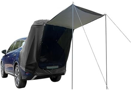 Campingzelt Auto-Heckzelt für den Außenbereich, Camping, Picknick, Auto-Heckzelt mit Vordach, Auto-Heckverlängerungszelt, sonnensicher, regenfest, Auto-Heckzelt biwakzelt(Black)