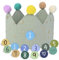 JIAWWAN Corona di Compleanno per Bambini, Coroncina Stoffa Compleanno, Cappellino Corona Bambino con Numeri Intercambiabili da 0 a 9, Corona in Tessuto Compleanno per Ragazzi e Ragazze (Verde)