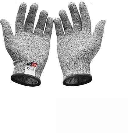 GlovesLevel 5 Schnittsicherer, stichfester Draht-Metallhandschuh, Küchen-/Metzger-/Schnitthandschuhe for Austernschälen, Fischen, Gartenarbeit, Küchen-Arbeitshandschuhe - Arbeitshandschuhe (L)(XXS)
