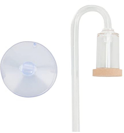 Gavigain Micro Fine CO2 -diffusor, effektiv atomisering, sugskopp med högt tryck, kristallklart glas, för akvatiska växter och akvariumtillväxt (M)