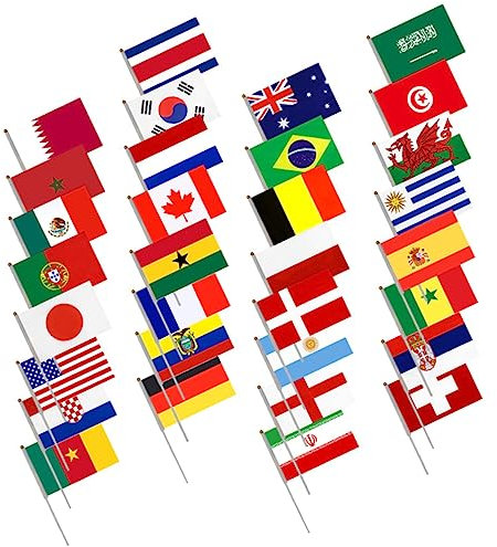 Toyvian 32pcs Portable Hand Waving Flags Cheering England Flags for Parties Festivals Sports Events Reusable Polyester for Home Decoration