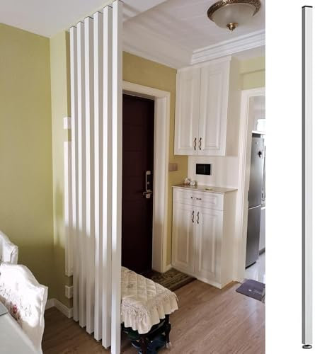 Raumteiler-Wandtrenner, 70 cm - 240 cm, verstellbare vertikale Lamellen-Trennwand aus Holz, für Zuhause, Büro, Eingangsbereich, Dekoration, keine Montage erforderlich, stilvolle Privatsphäre-Lösung