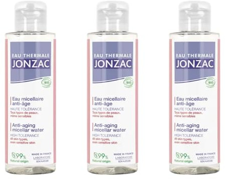 Eau Thermale Jonzac | Eau Micellaire Anti-Âge - Sublimactive | Nettoie – Démaquille – Lisse | Haute tolérance | Peaux matures & sensibles | Format voyage | 99% d’origine naturelle | Lot de 3x100 ml