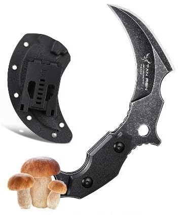 TAN REN Jagdmesser Feststehende Klinge, Outdoor Messer mit Kydex Scheide, Survival Messer D2 Stahl Pilzmesser für Picnic & BBQ Ideal Geschenk für Männer