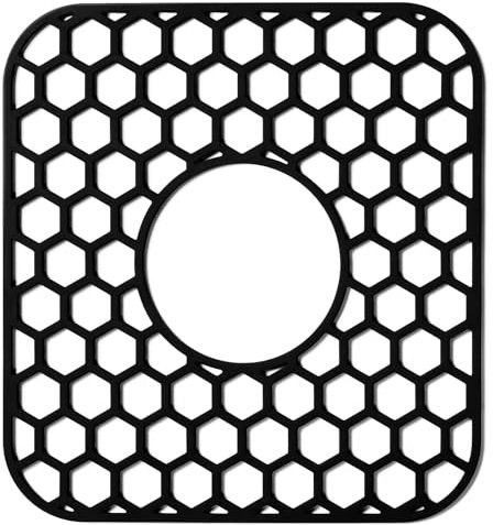 Bestjing Silicone Sink Protectors for Kitchen Sink - 12 x 11 Kitchen Sink Grid Accessory, Non-Slip Heat-Resistant Mat for Bottom of Porcelain Stainless Steel, Dishwasher Safe (Black)