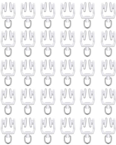 30 ganci per tende da soffitto, resistenti, pulegge e gancio in acciaio per finestre scorrevoli scorrevoli e ganci per tende da soffitto