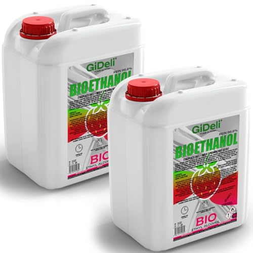 GiDeli Bioetanolo, 2 x 10 l, profumo di fragola selvatica, 96,6% etanolo, per camini interni ed esterni, senza fumo e fuliggine, da mais e barbabietola da zucchero