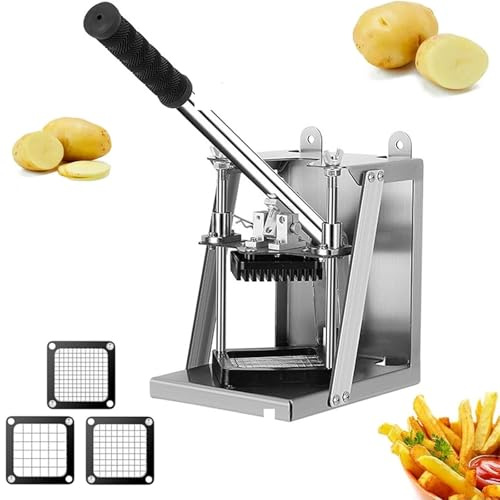 Commercial Potato Chipper with Stainless Steel Blades for Efficient French Fries Slicing in Restaurants and Home Kitchens
