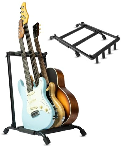 Wayfinder Collapsible Folding 3 Guitar Rack Stand for Acoustic, Electric, and Bass Guitars, Space-Saving & Convenient Storage Solution, (WF-GUITARRACK3)