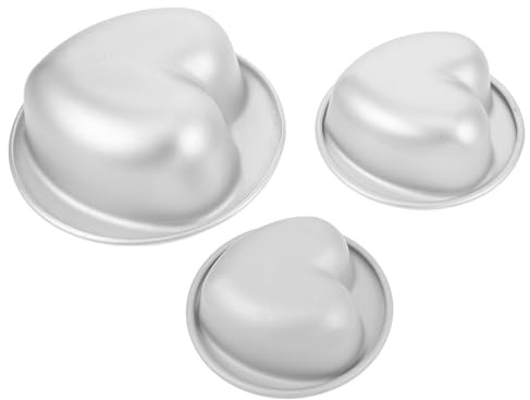 ZUNOXAZ 3 Pezzi Teglie Cuore in Alluminio Antiadente Stampi Cuori Piccoli Medi e Grandi per Torte Brownies e Cheesecake per Compleanni Matrimoni e Anniversari Facilità di Sformatura e