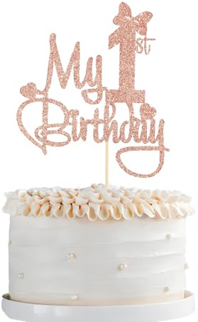 My 1st Birthday Cake Topper Baby First Birthday Glitter Cake Topper Decorations for Happy 1st Party Baby Shower Supplies