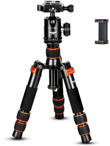 Koolehaoda Ministativ 55 cm resekamera stativ med 360° kulhuvud, aluminium kompakta skrivbordsstativ för DSLR-kamera videokamera, ladda upp till 10 kg
