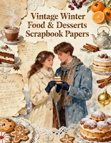 Vintage Winter Food and Desserts Scrapbook Papers: A Carefully Designed 8.5 × 11 Scrapbook Papers with Over 200 Craft Elements on 35 Pages of Stunning Patterns, Cutouts & Creative Designs