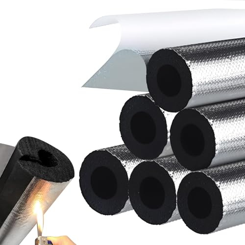 RZUMXOPY Pipe Insulation Foam Tube with Self Adhesive Aluminum Foil, Insulation Foam Pipe Covers Aluminum, Rubber Plastic Anti Freeze Wrap for Water Pipes (ID) 27mm x (T) 10mm x (L) 0.9m