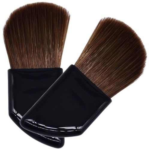 VICASKY Brocha de Maquillaje para Rubor 2 Piezas, Mini Pincel Cosmético Portátil Mango Inclinado de Resina, Pelo de Caballo para Aplicación de Polvos y Base en Viaje