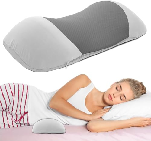 CEWROM Ländryggskudde, ryggstödskudde av minnesskum – ergonomisk ryggkudde, ländryggskudde för ländryggen – ryggstödskudde, lumbar stödskudde (grå)