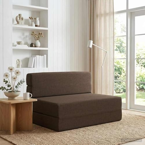 sephironlbb Fällbar soffa brungrå 100 x 80 x 60 cm tyg bäddsoffa med sovfunktion för vardagsrum och gästrum, 2-i-1 soffa och gästsäng, avtagbart överdrag, utrymmesbesparande, bekväm