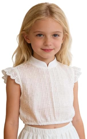 Chemise Fille Dirndl Manches Courtes Blouse pour Fille Col V Festif